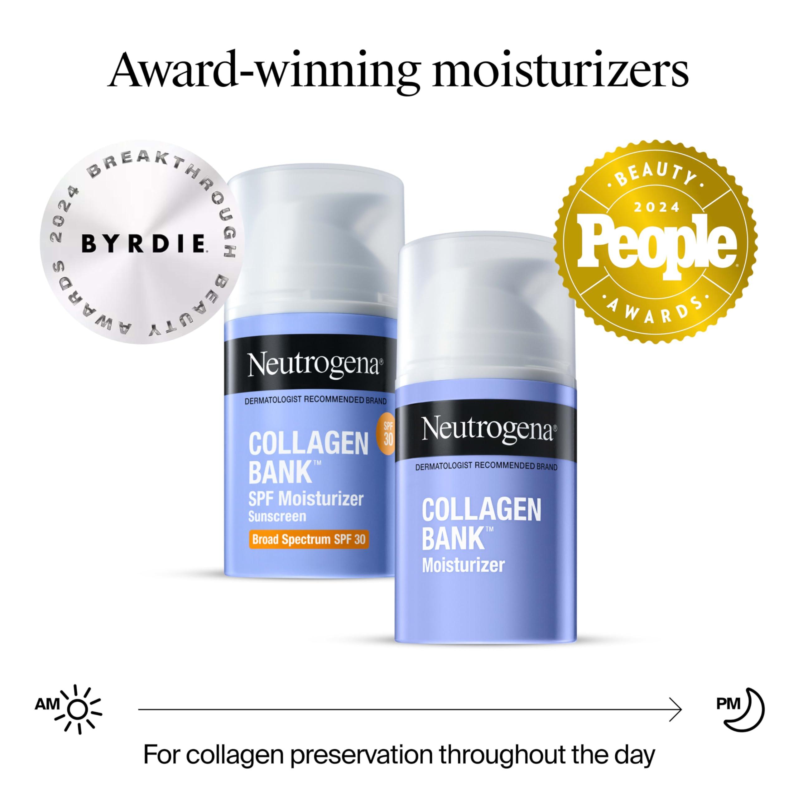 Neutrogena Neutrogena Collagen Bank Face Moisturizer with SPF 30 Sunscreen, Daily Anti-Aging Face & Neck Collagen Cream with Micro-Peptides and SPF, 2 fl. Oz & Trial Size Hydro Boost Facial Cleanser, 0.5oz