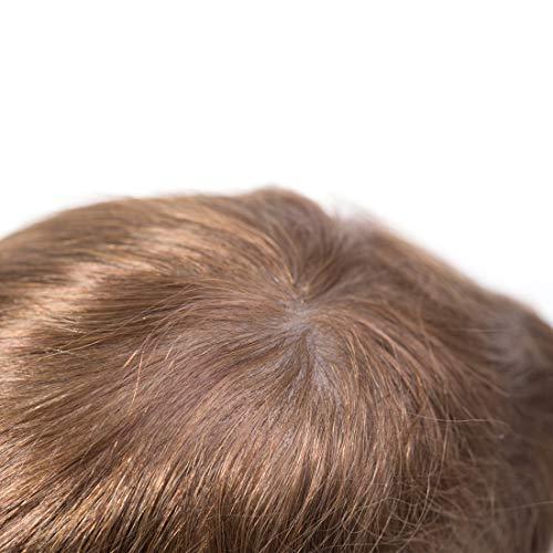 Superhairpieces Superhairpieces Men\'s Toupee Hairpiece NM111 Natural Human Remy Hair 8x10\" Hair Wig 0.1mm Thinnest Skin Base Hairpiece All V-looped Invisible handmade 95% High-Density Mens toupee (Black + 30% Synthetic Grey Hair)