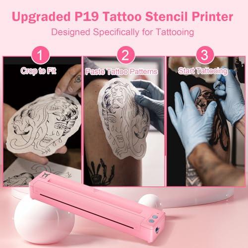 TATOPRT TATOPRT P19 Wireless Tattoo Stencil Printer Bluetooth Thermal Temporary Tattoo Transfer Printer Machine Kit for Tattoo Artists & Beginners