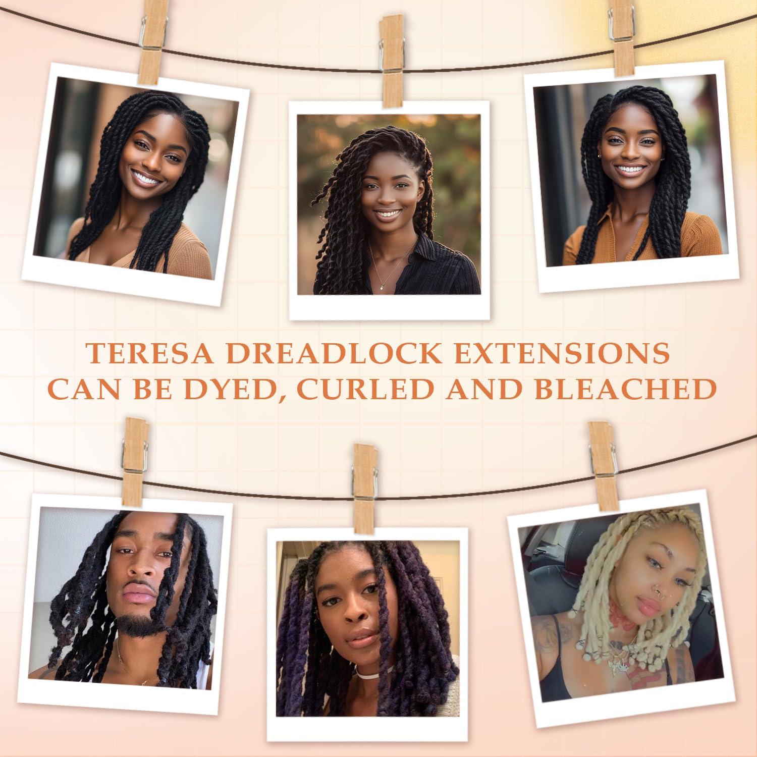 JIAJIA Teresa 0.6cm Width Starting Locs with Two Strand Twists Human Hair Dreadlocks Styled Retwisting Starter Loc Extensions Human Hair For Men and Women (1B/30 Strands, 10 Inch)