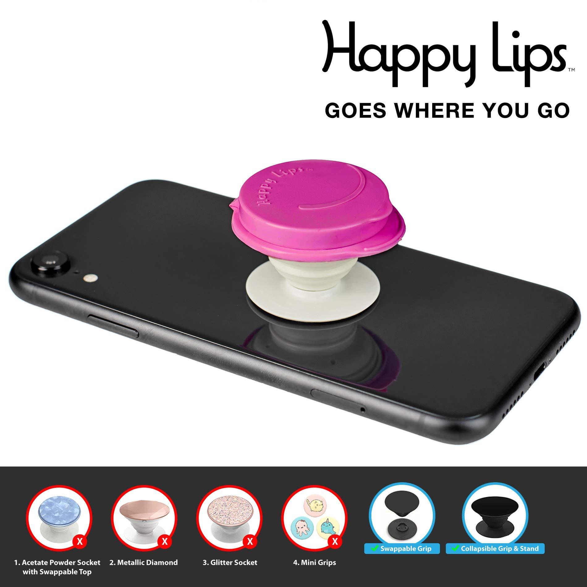 Happy Lips Happy Lips  Lip Balm & Mirror  Pop onto your Phone\'s Socket Grip (PS), refill your (PS) Grips lip balm or attach anywhere with included adapter (Watermelon)