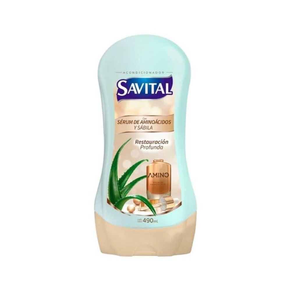 RUUFE Savital Shampoo Colombiano (4 Pack) Savital Shampoo Serum de Aminoacidos y Sabila, Savital Acondicionador Aminoacidos, Savital Crema para peinar y Savital Tratamiento de Aminoacidos y Sabila