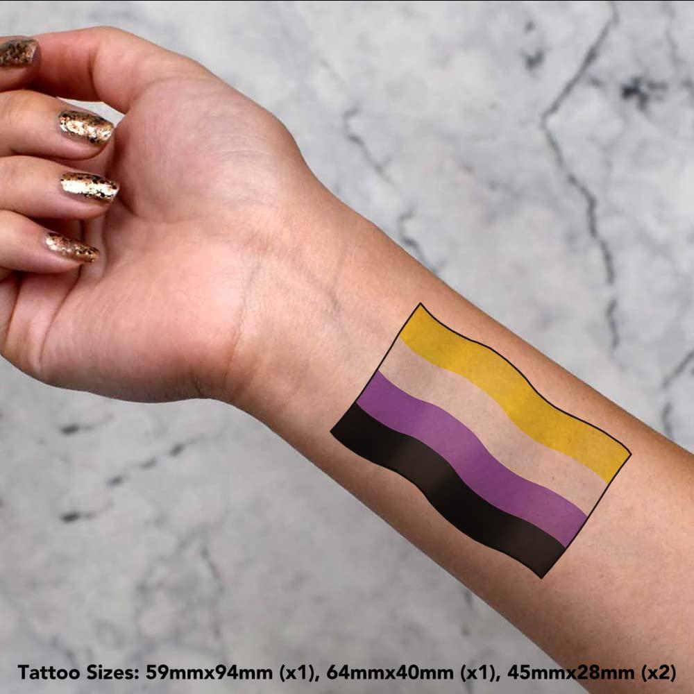 Azeeda 4 x \'Non Binary Pride Flag\' Temporary Tattoos (TO00046515)