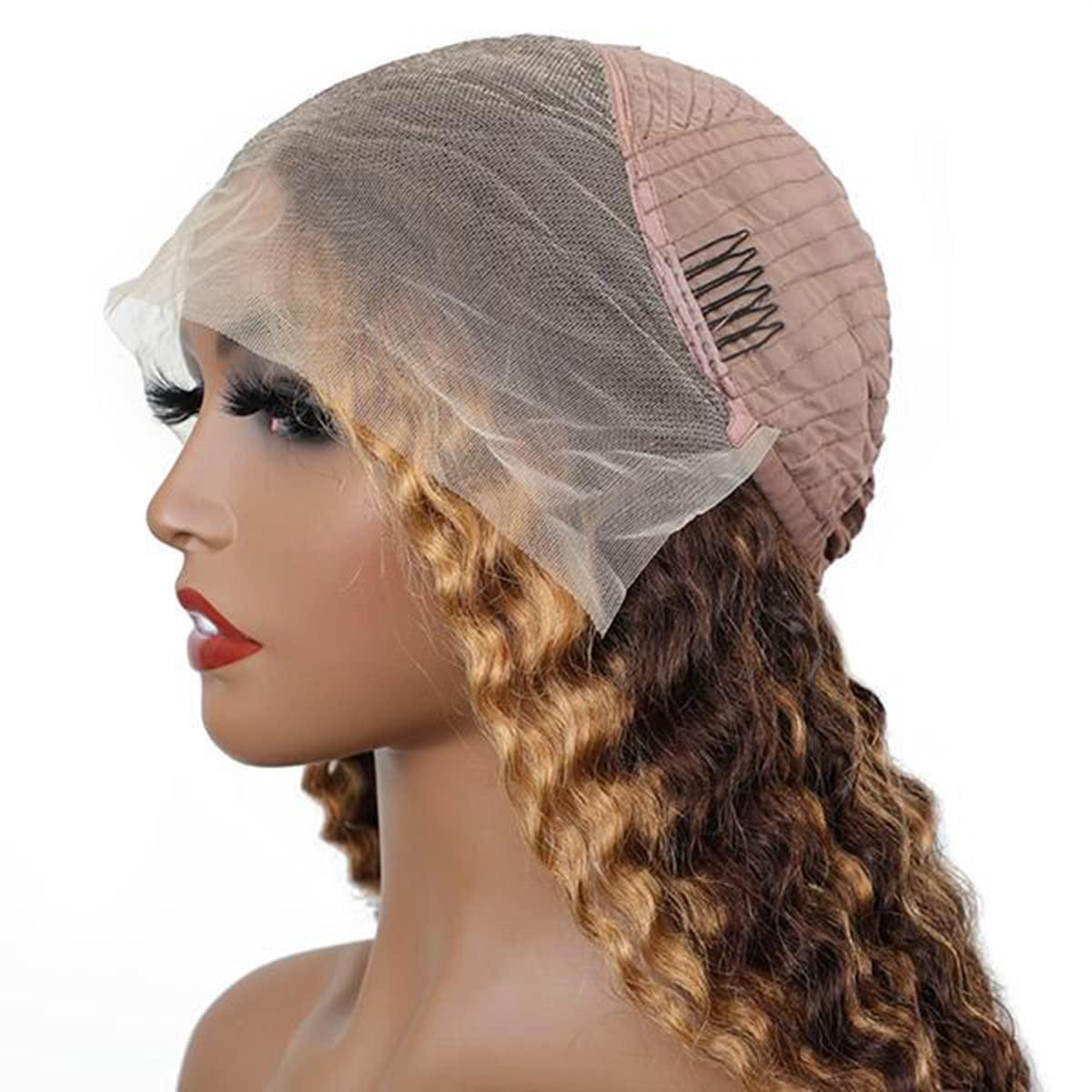 ISEE ISEE Hair Transparent Lace Front Wigs Human Hair Deep Wave Wigs 150% Density Deep Curly 13X4 Lace Frontal Human Hair Wigs for Black Women Pre Plucked with Baby Hair(32 Inches)