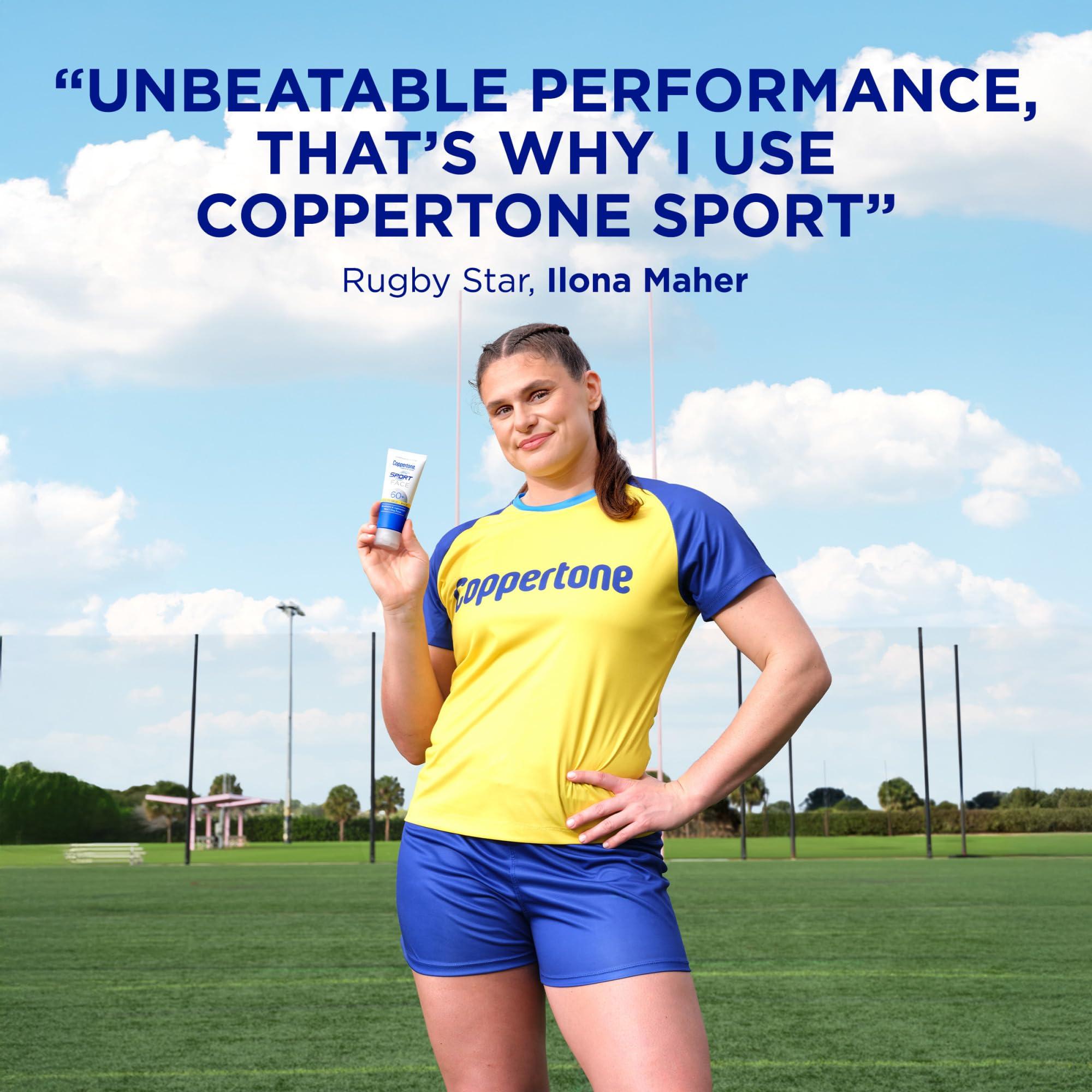 Coppertone Coppertone Sport Face Sunscreen Lotion SPF 60+, Water Resistant Sunscreen with Broad Spectrum SPF 60+, Lightweight and Breathable, 2.5 Fl Oz Tube