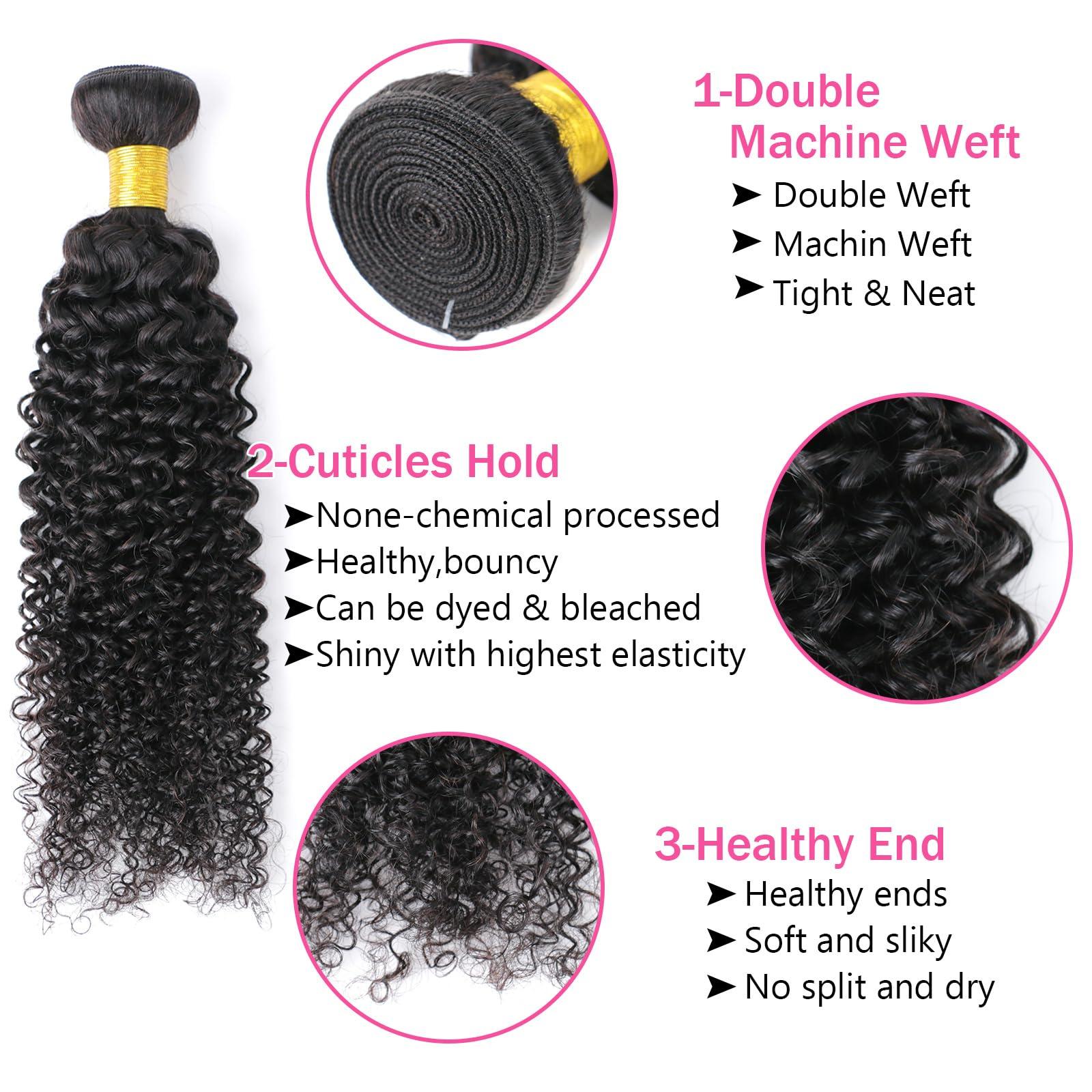 huarisi 18 Inch Curl One Bundle Weave Huamn Hair Curly Bundles Brazilian Hair Weave 100% Unprocessed Virgin Hair Extensions
