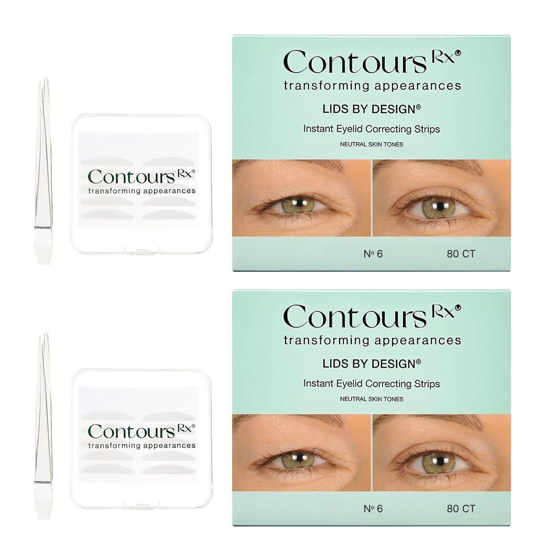 Contours RX Contours Rx Lids by Design - Medical Grade Instant Eyelid Correcting Strips for Heavy, Hooded, & Droopy Lids - Invisible, and Hypoallergenic Eyelid Tape - (6mm) 160ct