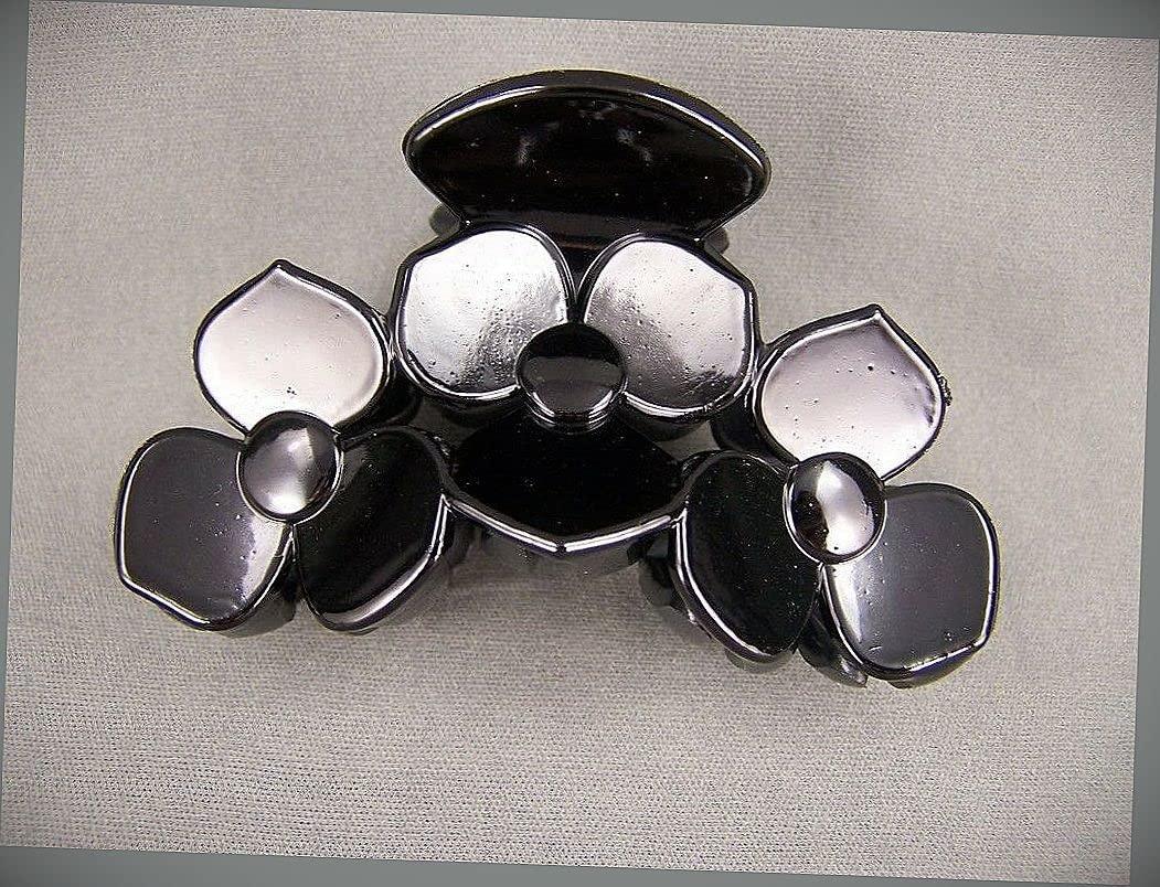 Wholesale Fashion HairClip Shiny Black Flower Floral Plastic 3.25" Long Barrette Hair Clip Claw Clamp Fashion hair Accessories for Women