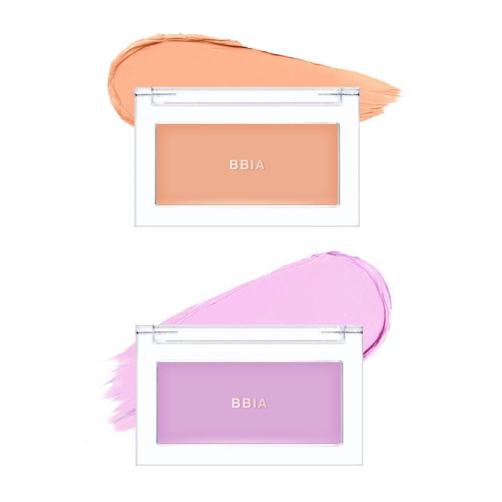 BBI@ BBIA BBIA Ready To Wear Downy Cheek Cream Blush 2P Set (03 DOWNY APRICOT + 04 DOWNY LAVENDER) / Blendable and Lightweight Cheek Makeup, Highly Pigmented with Long Wearing Formula