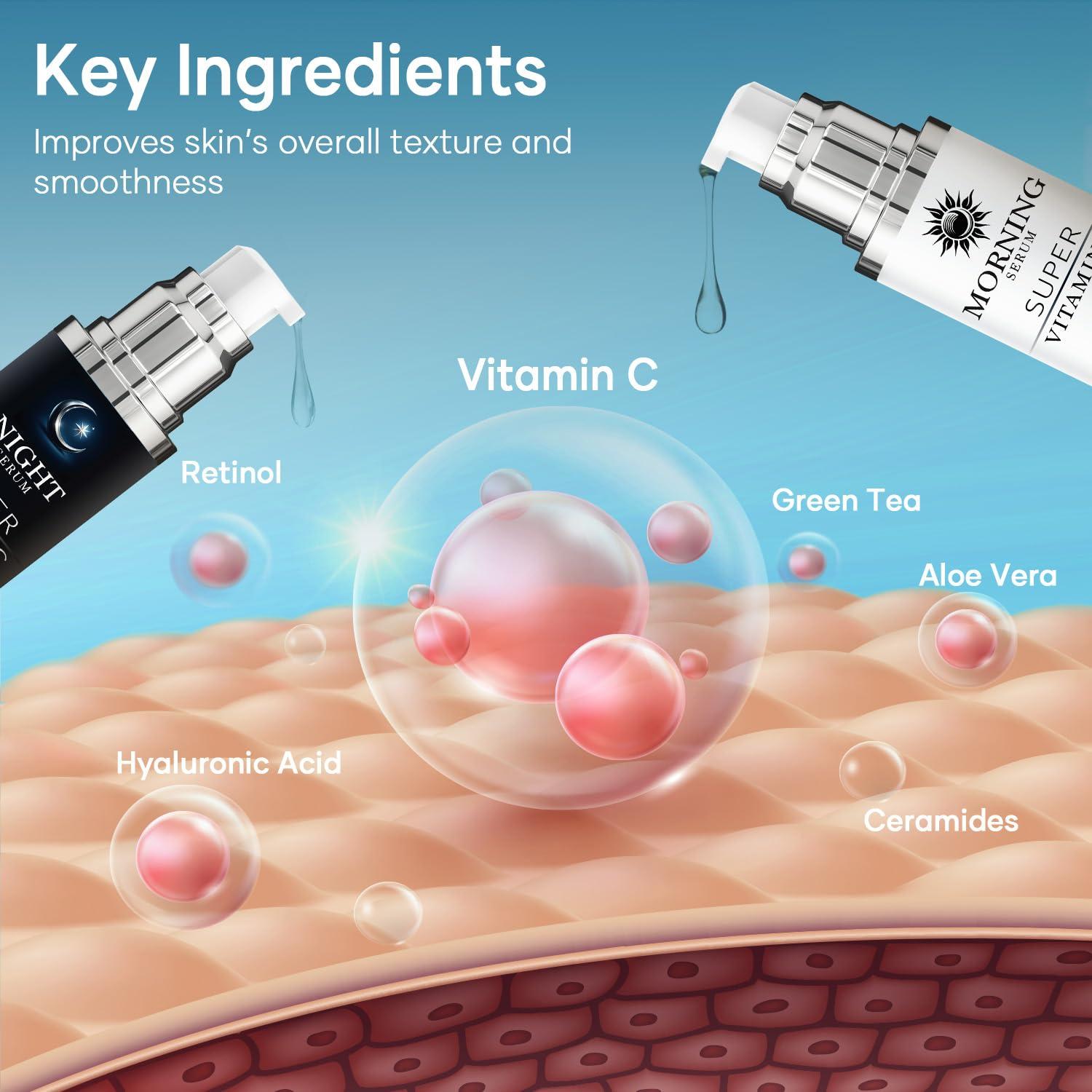 VANIDOX VANIDOX Super C Serum for Women Over 70, All-In-One Formula, Made in USA, Hydrates, Firms, Lifts, and Targets Wrinkles, Age Spots, and Fine Lines, Vitamin C Serum (1fl oz x 2)