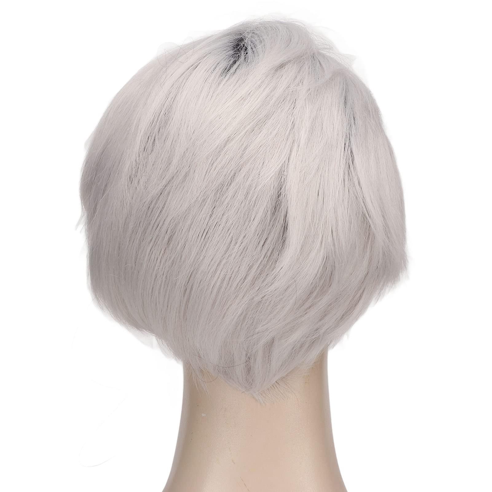 FILFEEL FILFEEL Silver Gray Men Wig, Fashion Short Curly Gray Gloomy Flaxen Men Wigs Looking Synthetic Hair Wig