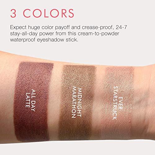 Beauty For Real Beauty For Real Shadow Stx, All Day Latte - Rich Deep Plum - Waterproof, Cream-to-Powder Eyeshadow Stick - Built-in Sharpener - 0.05 oz