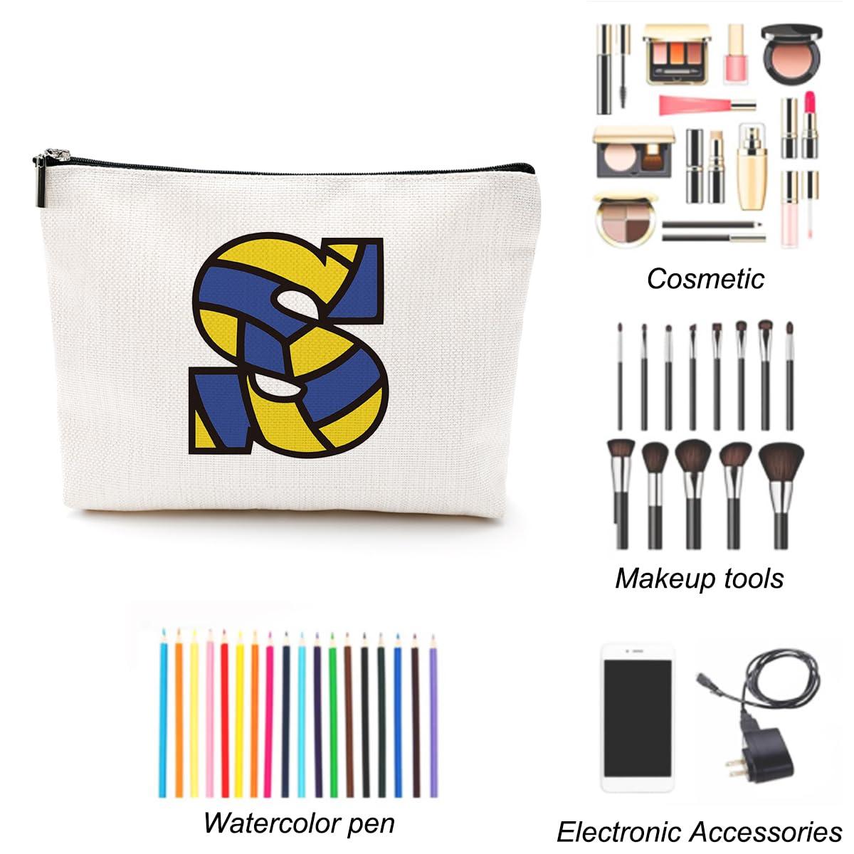 LONGXIN LONGXIN Volleyball Gifts Initial A-Z Personalized Makeup Bag Monogrammed Cosmetic Bags Toiletry Pouch Volleyball Lovers Gifts for Teen Girls Women Friends Coach Players Volleyball Team Gifts (S)