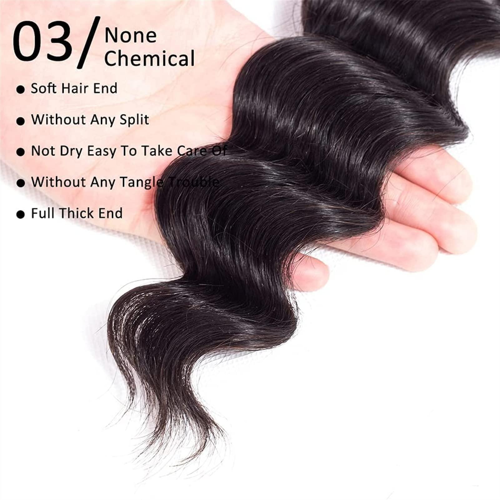 CLoxks Human Hair Bundles Loose Deep Wave Bundles Brazilian Virgin Remy Hair Loose Deep Wave 3 Bundles Human Hair Bundles Weave Hair Human Bundles Natural Color hair bundle/Hair Extensions (Size : 22 24 26