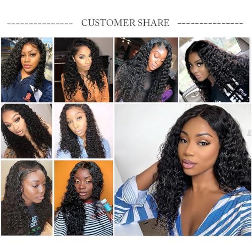 Chikamlty Deep Wave Bundles Human Hair 14 Inch Single Bundle Upgrade Brazilian Virgin Hair Bundles Deep Curly Bundle Water Wave Bundles Deep Wave One Bundle Human Hair for Black Women Natural Black