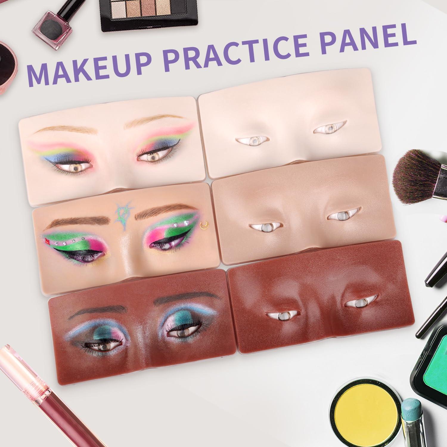 Vnmcry Vnmcry Makeup Practice Face Mannequin Reusable Practice Eye Board 3D Silicone Eyes Pad for Makeup Beginners Students and Artists (Skin)