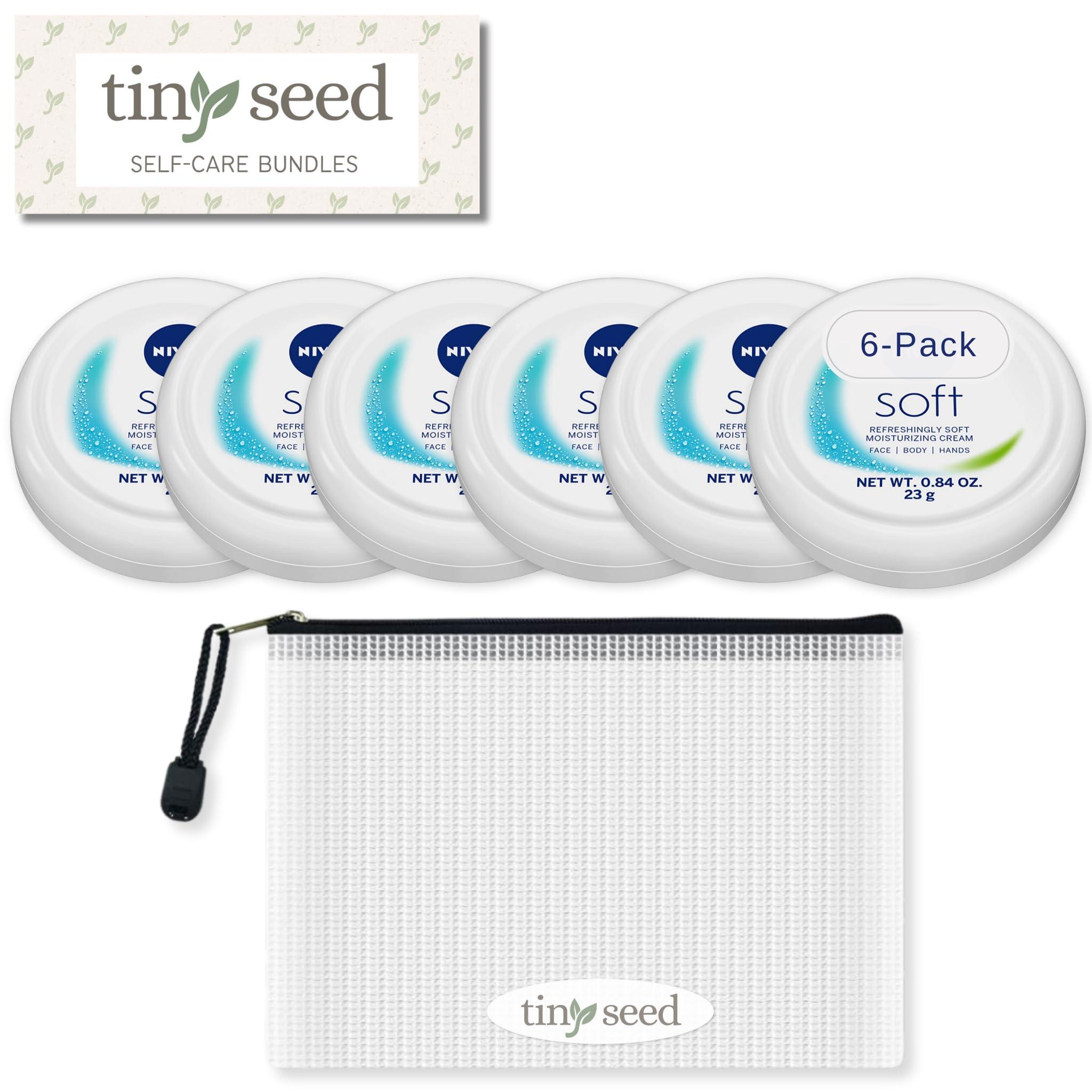 TINY SEED TINY SEED 6-Pack Travel Kit: Soft Cream Travel Size (0.84 oz each). Soft Moisturizing Cream for Face, Hands, and Body. Includes Complimentary Travel Zipper Pouch.