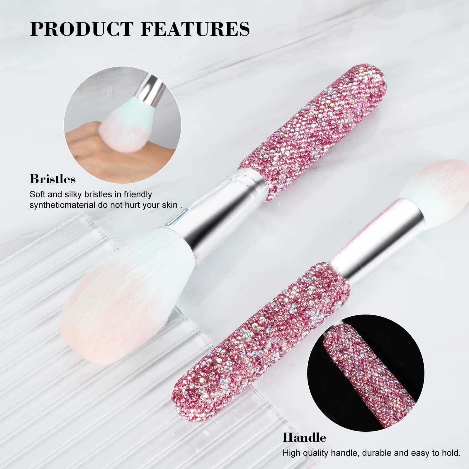 KEYPOWER Bling Crystal Makeup Brushes Make Up Beauty Tool Glitter 12PCS & Makeup Brushes Bling Crystal Professional 12PCS(Pink)