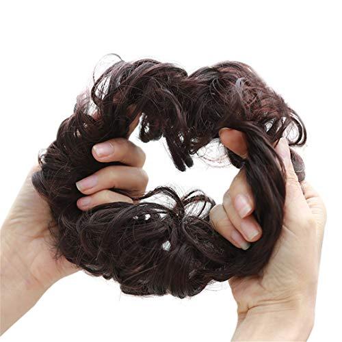 Aonmg Synthetic Fake Hair Bun hair buns Hair Piece For Women Elastic Scrunchie Hair Piece Bun Hair Tail Updo Afro Ponytail Accessory Jet Black