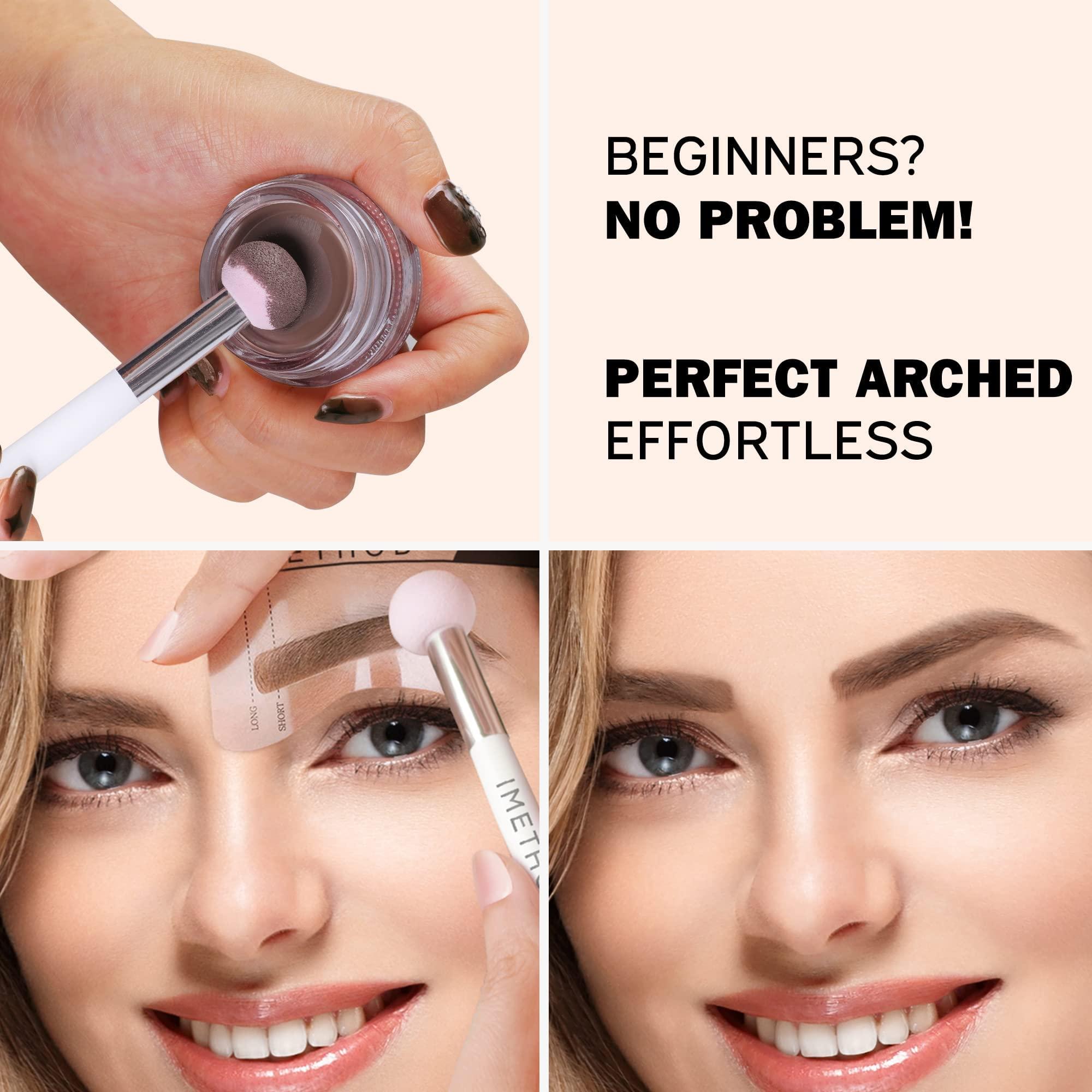 iMethod iMethod Eyebrow Stamp and Eyebrow Stencil Kit - Eye Brow Stamping Kit, Brow Stamp Kit, Brow Stencil and Stamp Kit, Brow Trio Eyebrow Kit, Perfect Bushy Eyebrows, Medium Brown