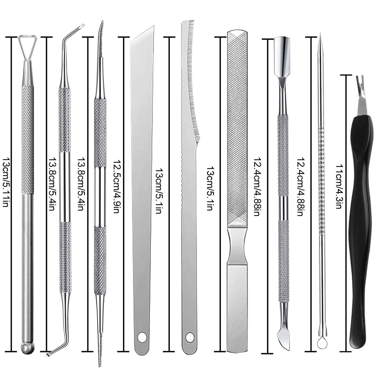 Geounzay Ingrown Toenail Pedicure Tool Kit, Nail File and Nail Lifter Pusher Double-Sided Nail Manicure Kit Stainless Steel Nail Care Treatment for Nail Correction Polish Pain Relief (11 Piece Set)