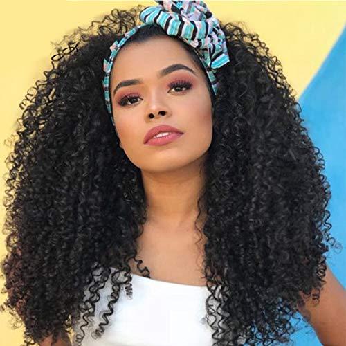 Nadula Nadula Malaysian Afro Kinky Curly Half Wigs Human Hair for Black Women, 100% Unprocessed Headband Half Wig Virgin Hair Glueless Wear and Go Wig 150% Density 20 Inch