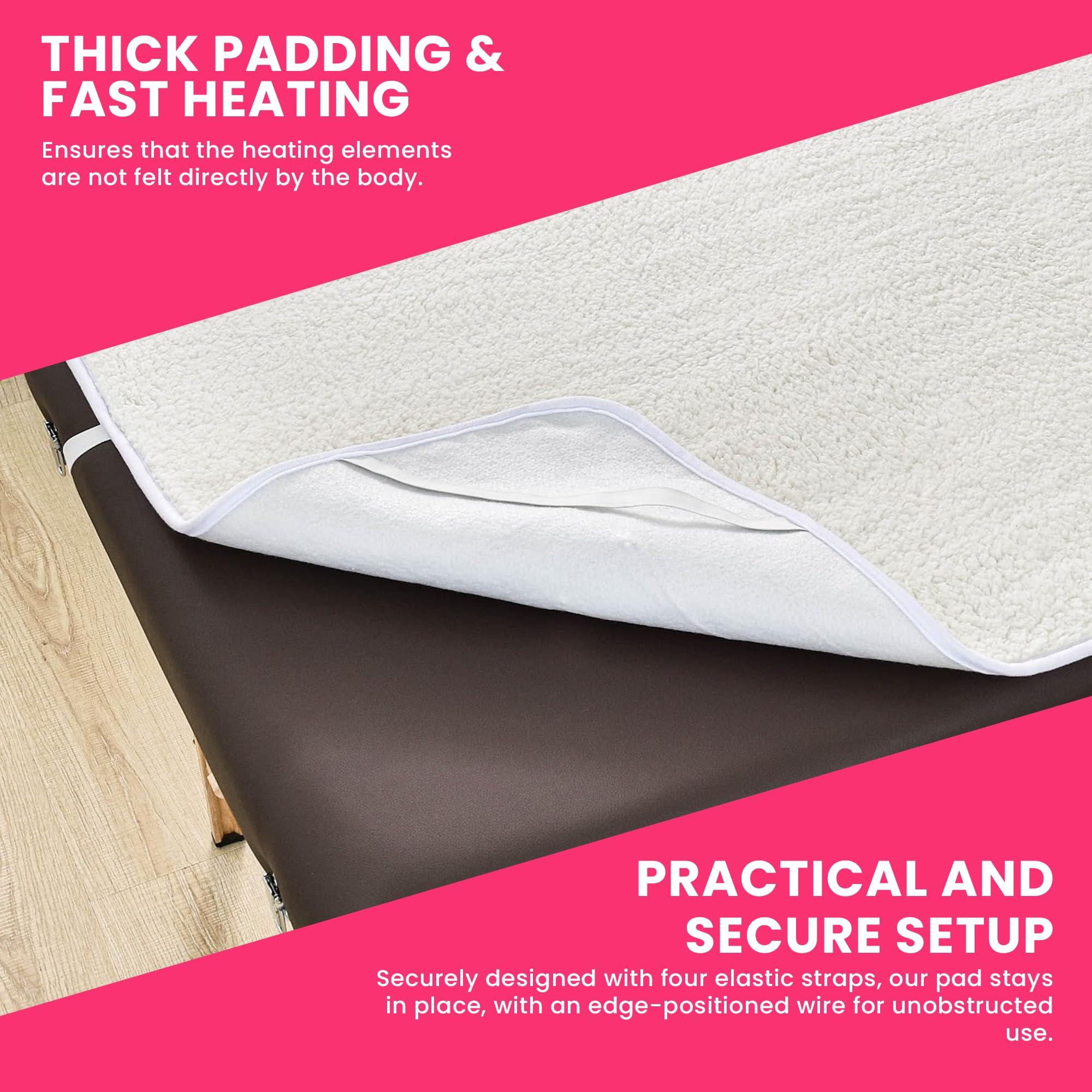 XOLLOZ Massage Table Warmer Heating Pad Heated Massage Table Pad with Adjustable Temperature (104F-131F), Auto Shut-Off Timer, Dense Coil Heating, Sherpa Fabric, 71"x31" (180x78 cm) Massage Heating Pad