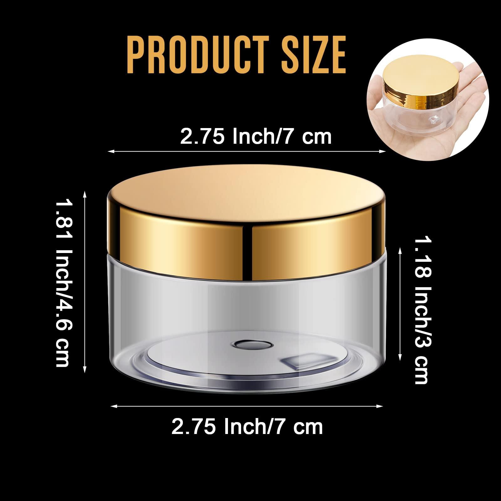 Patelai 4 Pieces Round Clear Wide-mouth Leak Proof Plastic Container Jars with Lids for Travel Storage Makeup Beauty Products Face Creams Oils Salves Ointments DIY Slime Making or Others (Gold, 4 Ounce)