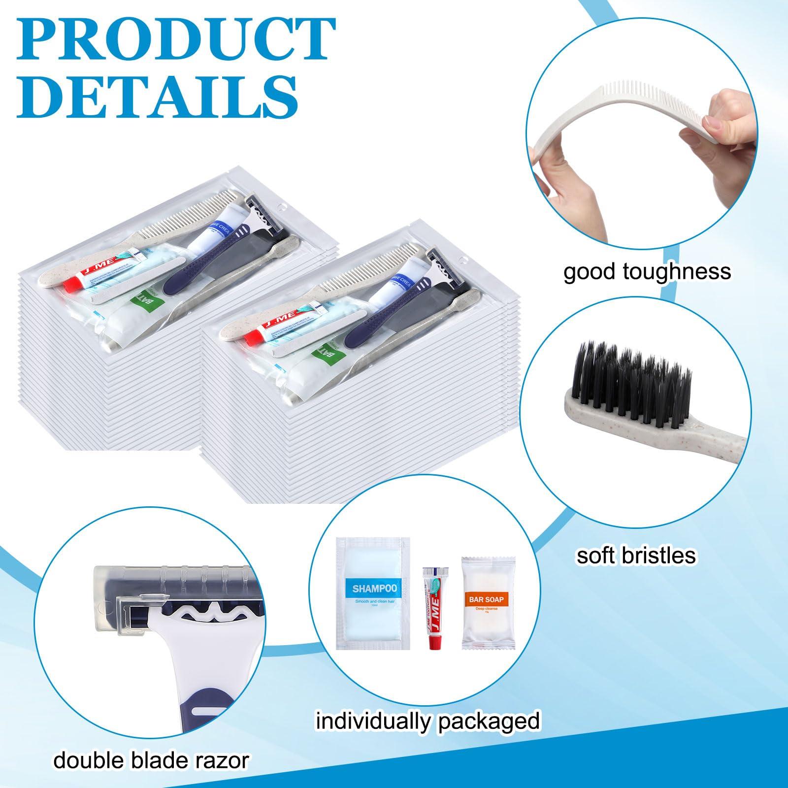 Suclain Suclain 48 Kits Homeless Care Package Supplies Bulk Hygiene Kits Individually Packed Each Set Include Shampoo Body Wash Toothpaste Shaving Cream Soap Toothbrush Comb Nail File Shaver for Travel