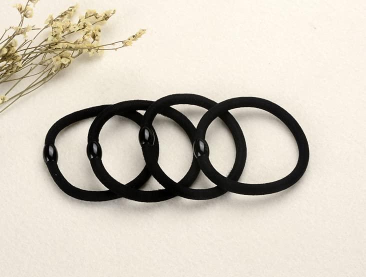 glossy bird Black Hair Ties with plastic ball,50 Pcs Elastic Hair Ties for Women Girls, No Metal No Slip Hair Bands Hair Elastics Ponytail Holders for Thick Hair Medium Hair GB-JX018