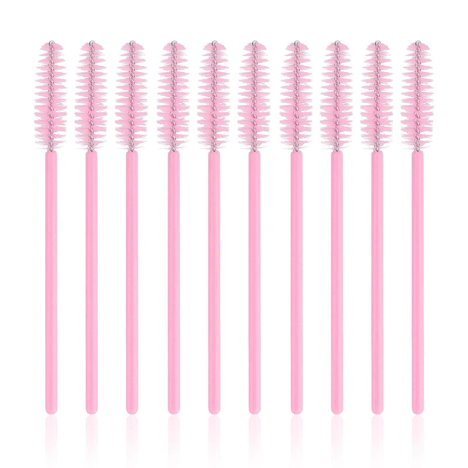 G2PLUS G2PLUS 100PCS Disposable Eyelash Brushes, Adjustable Mascara Wands Makeup Applicator, Eyelash Spoolies Brushes for Eyelash Extensions and Eyebrows (Baby Pink)