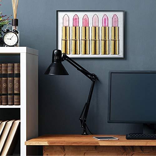 Stupell Industries Stupell Industries Pink Gold Lipstick Glam Fashion Watercolor, Designed by Amanda Greenwood Wall Art, 24 x 1.5 x 30, Black Framed