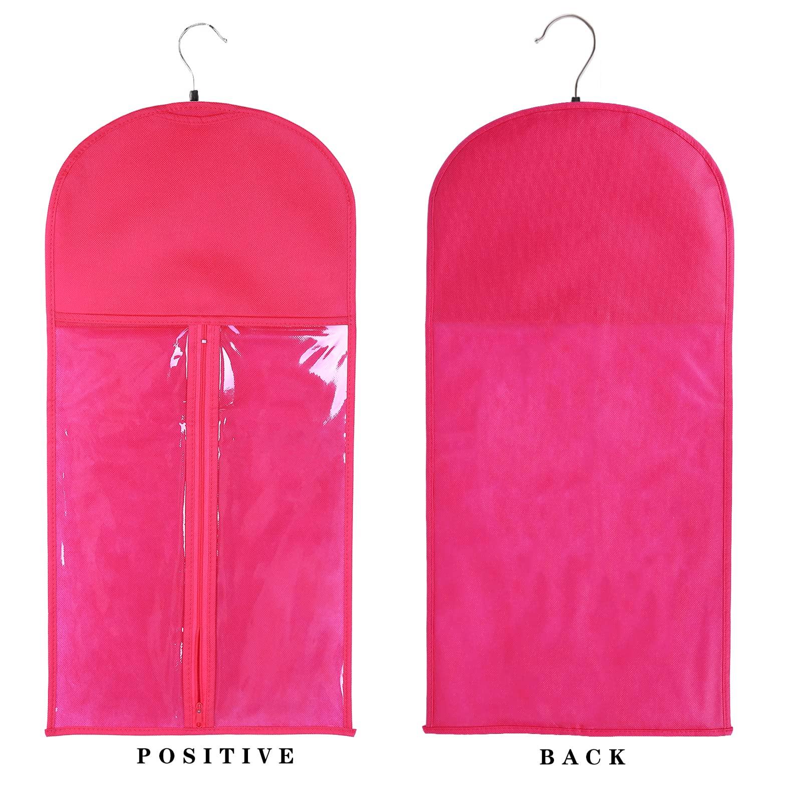 AIHOPESTO 10 PCS Wig Bag Wig Storage for Multiple Wigs Hair Extension Storage Wig Bags Storage with Hanger Anti-slip Hair Extension Holder with Wooden Hanger(5PCS BLACK + 5PCS ROSE)