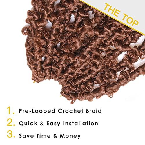 ZRQ ZRQ Butterfly Locs Crochet Hair Short 12 Inch 6 Packs Brown Butterfly Braids Crochet Locs Crochet Bob Hair Pre-Looped Distressed Faux Locs For Women #30