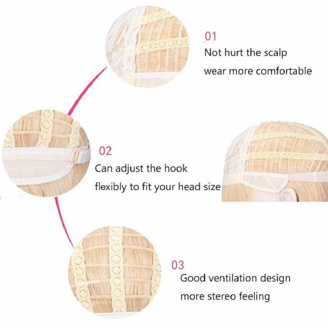 PATTNIUM PATTNIUM Strawberry Blonde Wig for Kids Child Short Curly Wavy Blonde Brown Wig Girl Side Part Shoulder Length Hair Synhhetic Wig