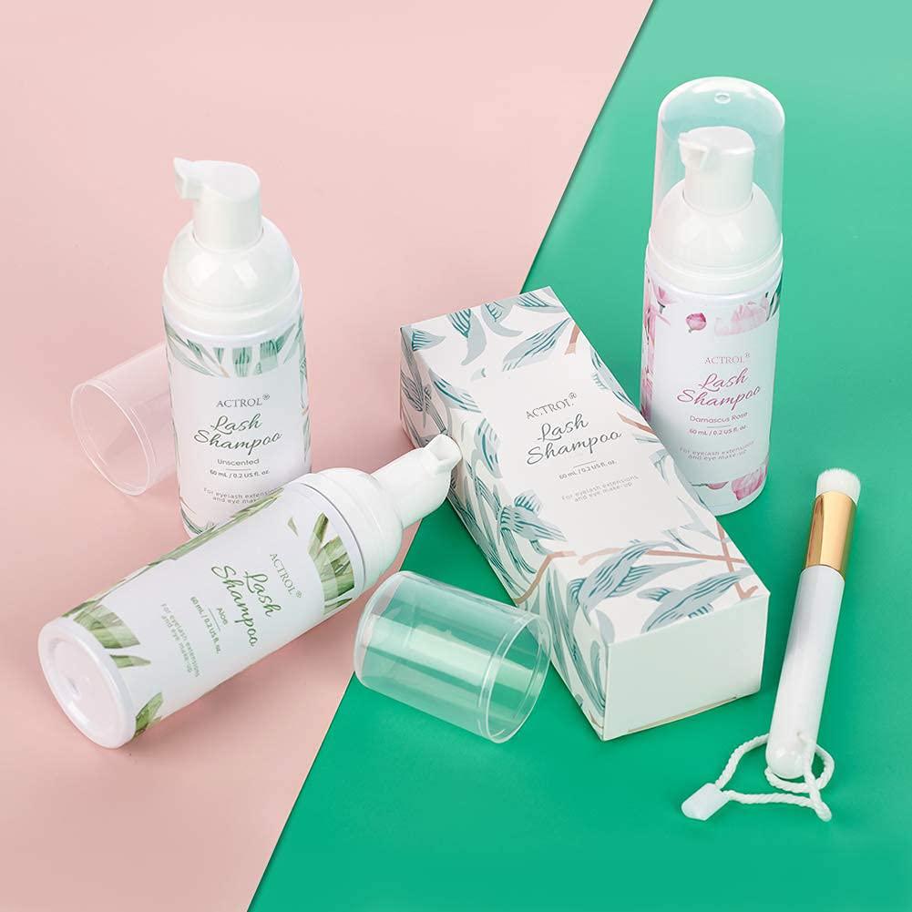 ACTROL ACTROL Eyelash Extension Cleanser 60ML Natural Lash Extension Shampoo Unscented Professional Eyelid Foaming Cleanser Paraben & Sulfate Free Non-lrritating with Salon and Home Care
