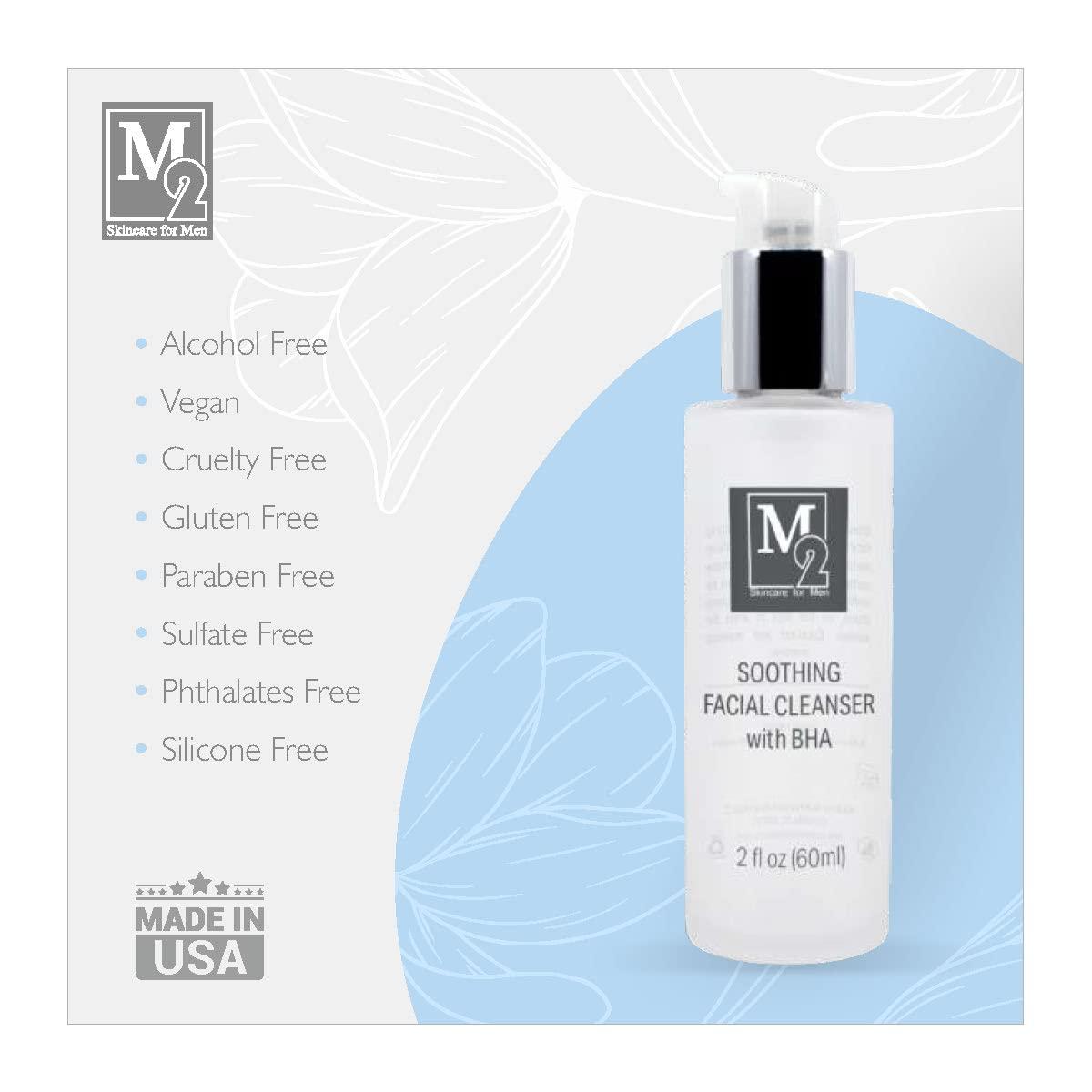 M2 M2 Soothing Antioxidant Facial Cleanser with BHA + Aloe + Borage Leaf Extract Skincare for Men | Clean & Natural