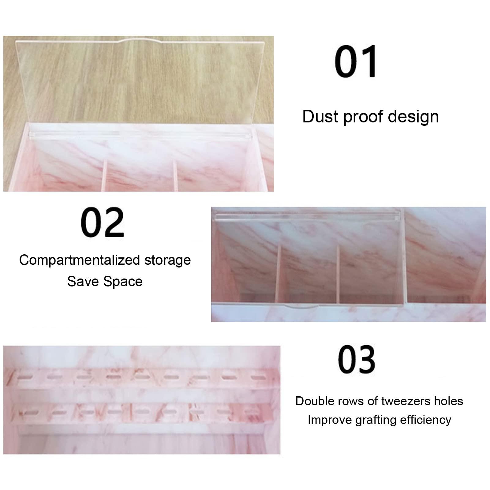 NSXAYIWE Eyelash Beauty Organizer, Dustproof Acrylic Lash Tray with Transparent Flip Cover, Lash Storage Organizer for Grafting Lash Extension, Home Eyelash Salon