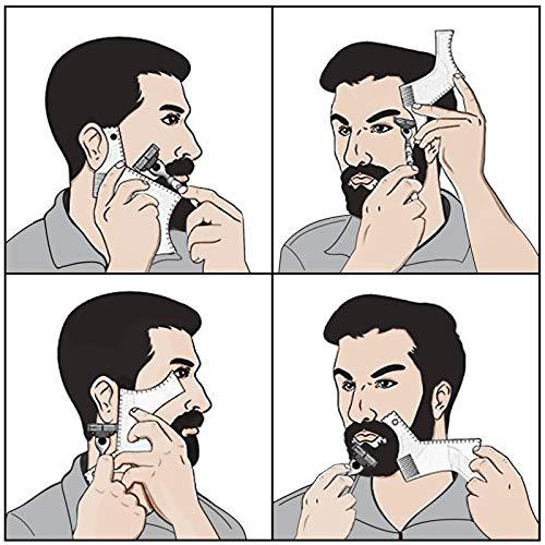 Kucheed Beard Shaping Tool Trimmers for Men, Kucheed Beard Shaper with Inbuilt Comb Cool Care Black Transparent, Beard & Mustache Trimmers Cut Buddy Beard Lineup Tool Styling Template Comb barber Accessories