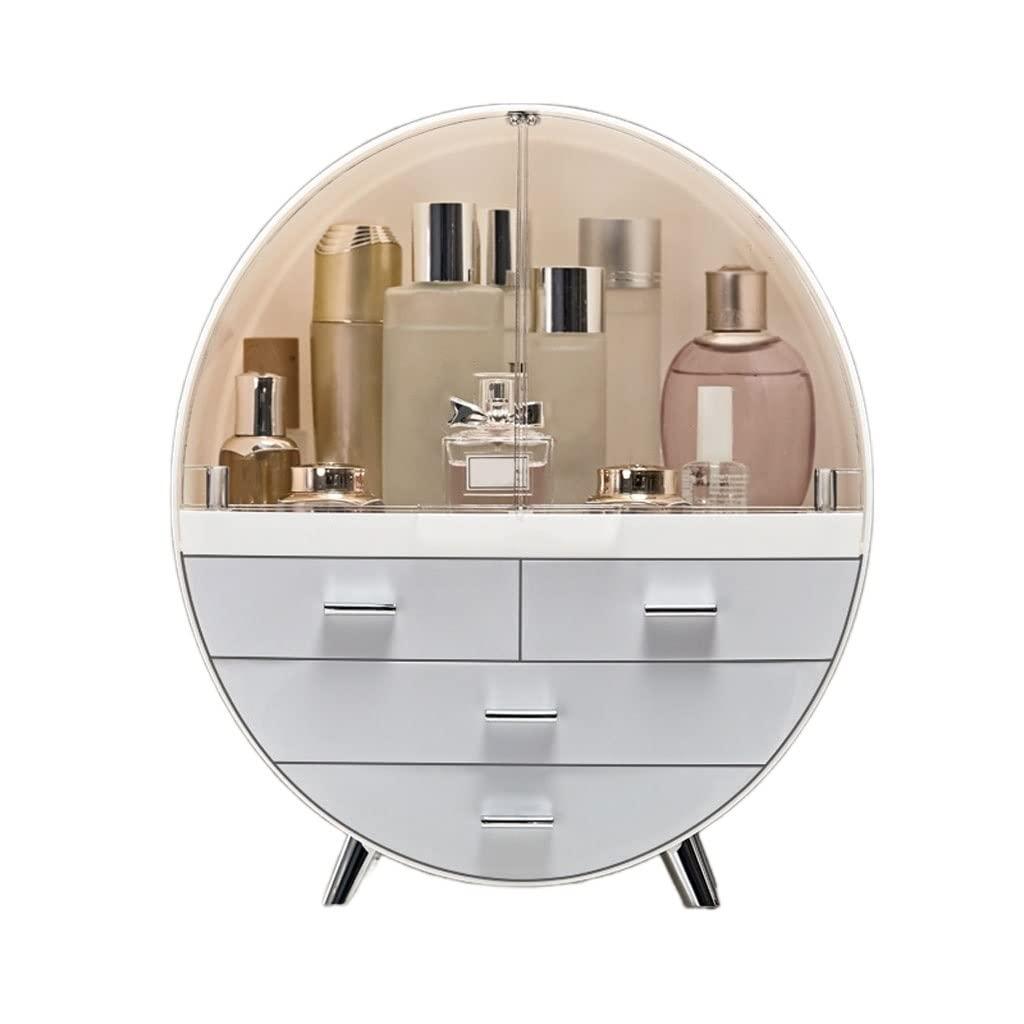 BGHEWRT Cosmetic Display Case Cosmetic Storage Box Skin Care Storage Box Cosmetics Display Stand Round Storage Box