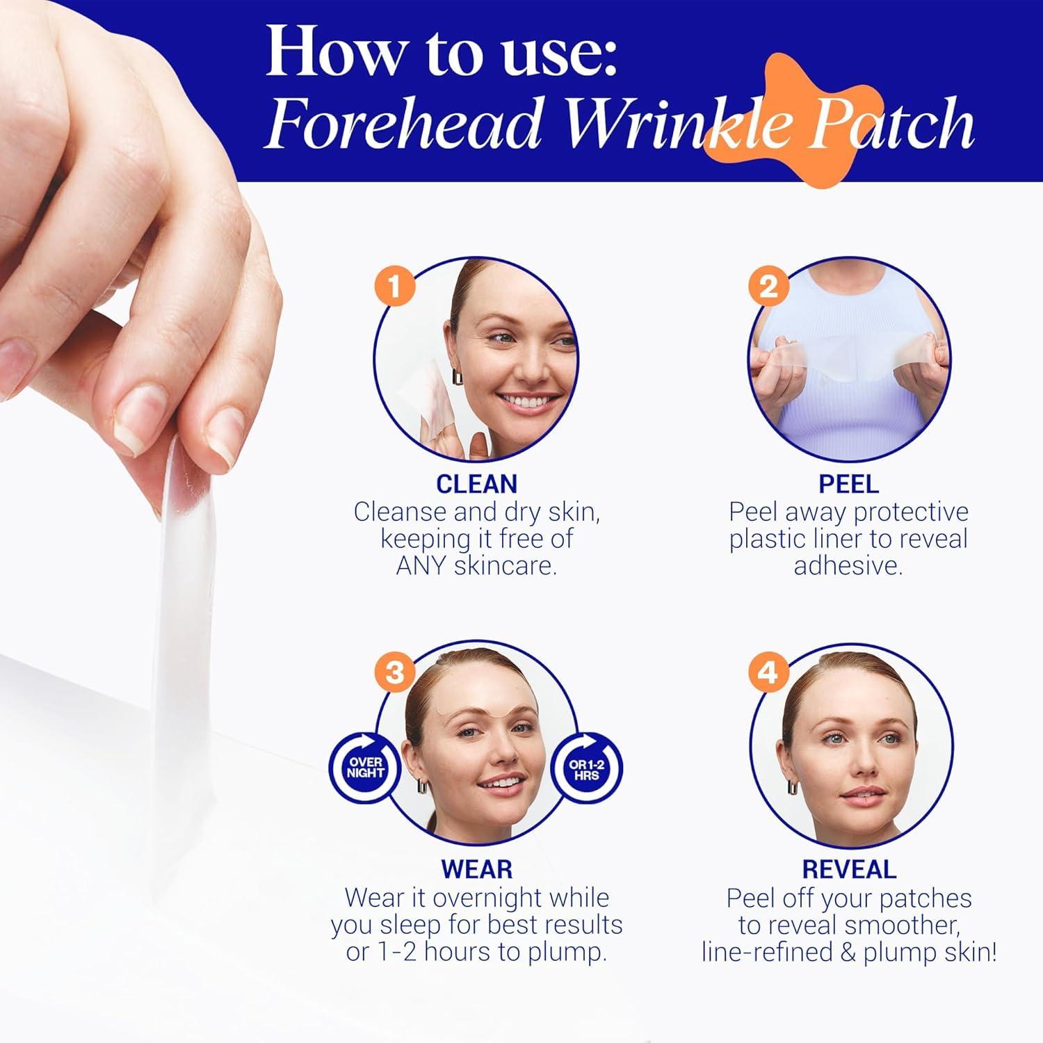 Wrinkles Schminkles Wrinkles Schminkles Forehead Wrinkle Patches, 4-Pack, Reusable Hypoallergenic Silicone Smoothing Pads for Reducing Frown Lines & Face Lift Overnight