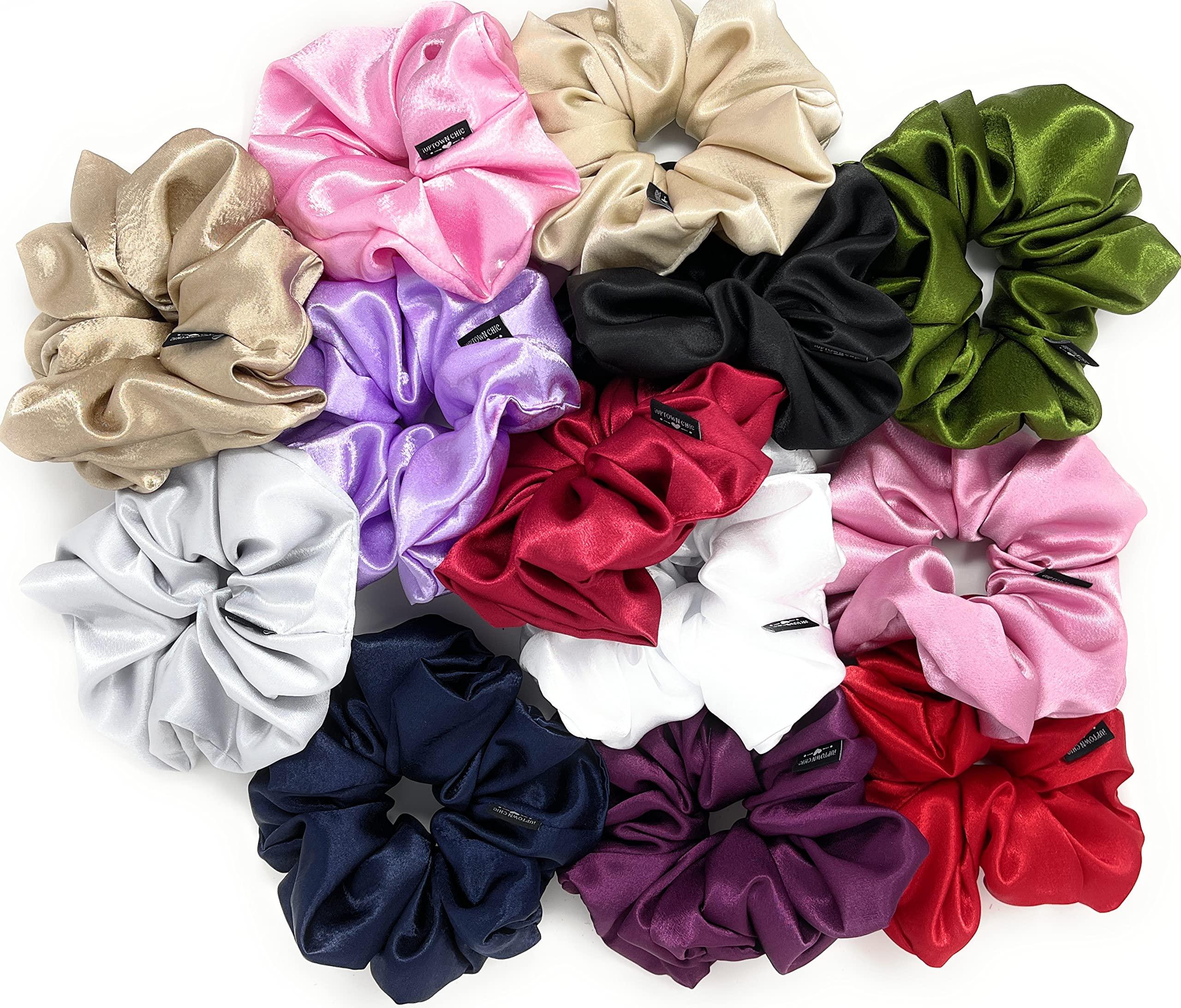 IUPTOWN CHIC Iuptown Chic Jumbo Oversized XL Satin Scrunchies for Women Girls, Frizz Prevention, Sleep Hair Holder Scrunchy, Large Elastic Ties Band for Ponytail Bun, Satin Hair Ties for Breakage Prevention (Teal)