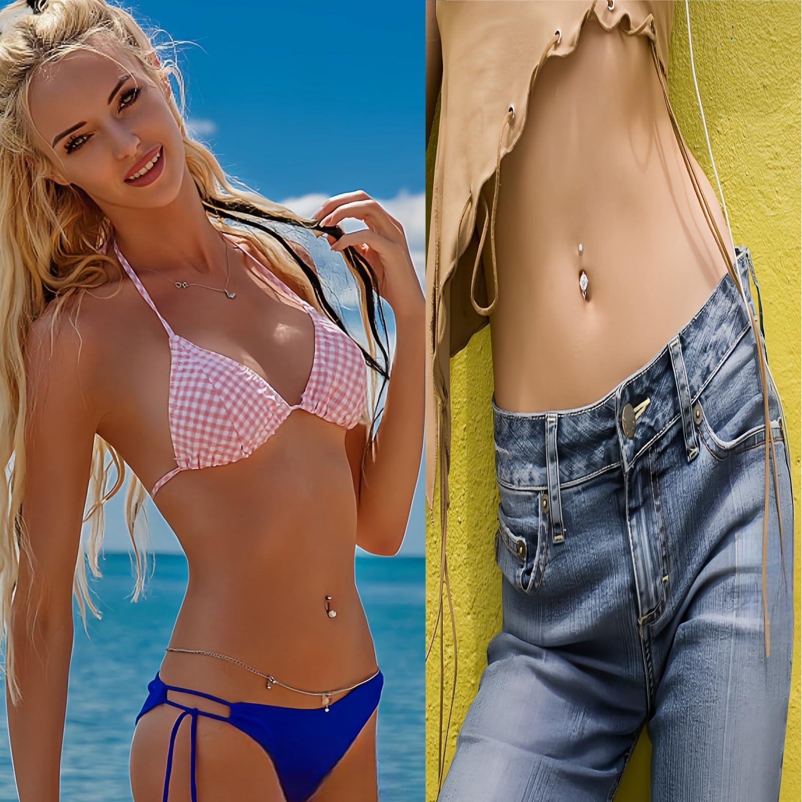 orilace orilace Belly Button Piercing Kit, 12g Piercing Needle Kit Stainless Steel Belly Button Rings Piercing Clamp At Home Piercing Tool Navel Piercing Kit (G+S-Ball)