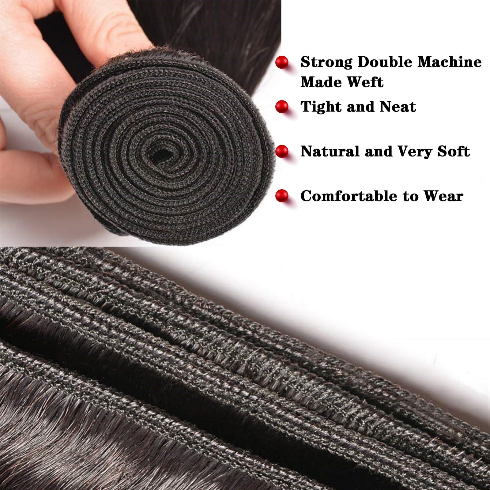 NROOEAY Straight Bundles Human Hair 12 Inch Single Bundle Human Hair 100% Unprocessed Brazilian Virgin Weave Human Hair Bundles Natural Black Color