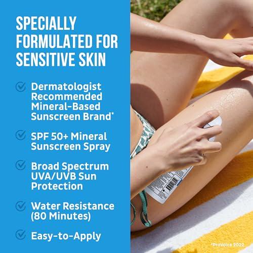 BLUE LIZARD Blue Lizard Sensitive Mineral Sunscreen Spray SPF 50+, Dermatologist-Recommended Brand, Broad-Spectrum UVA/UVB Protection, Water-Resistant, Zinc Oxide Formula, 5 fl oz (Pack of 2)