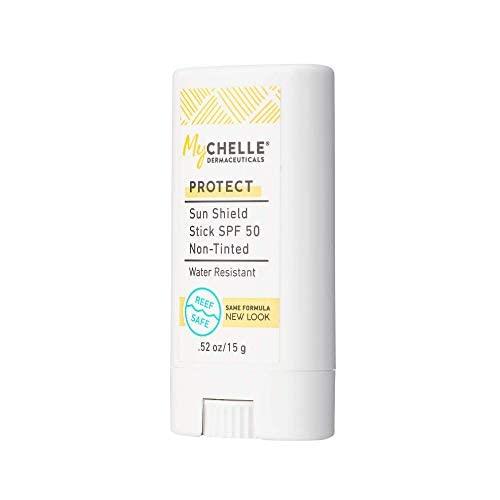 MyChelle Dermaceuticals Mychelle Dermaceuticals Sun Shield Stick Spf 50 Non-Tinted - Natural Liquid Zinc Sunscreen Vitamin E and Jojoba - Water Resistant up to 80 Minutes - Sunscreen for Face, Reef Safe, Safe for Children