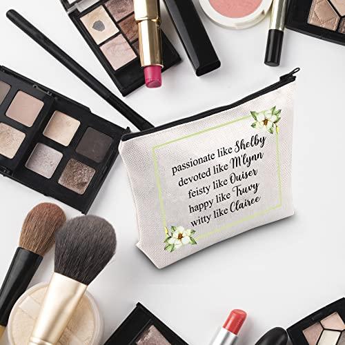 G2TUP G2TUP Magnolias Inspired Gift M'Lynn Truvy Ouiser Clairee Annelle Makeup Bag Movie Fan Cosmetic Bag Best Friend BFF Gift Zipper Travel Case (Ouiser Clairee Annelle White Bag)