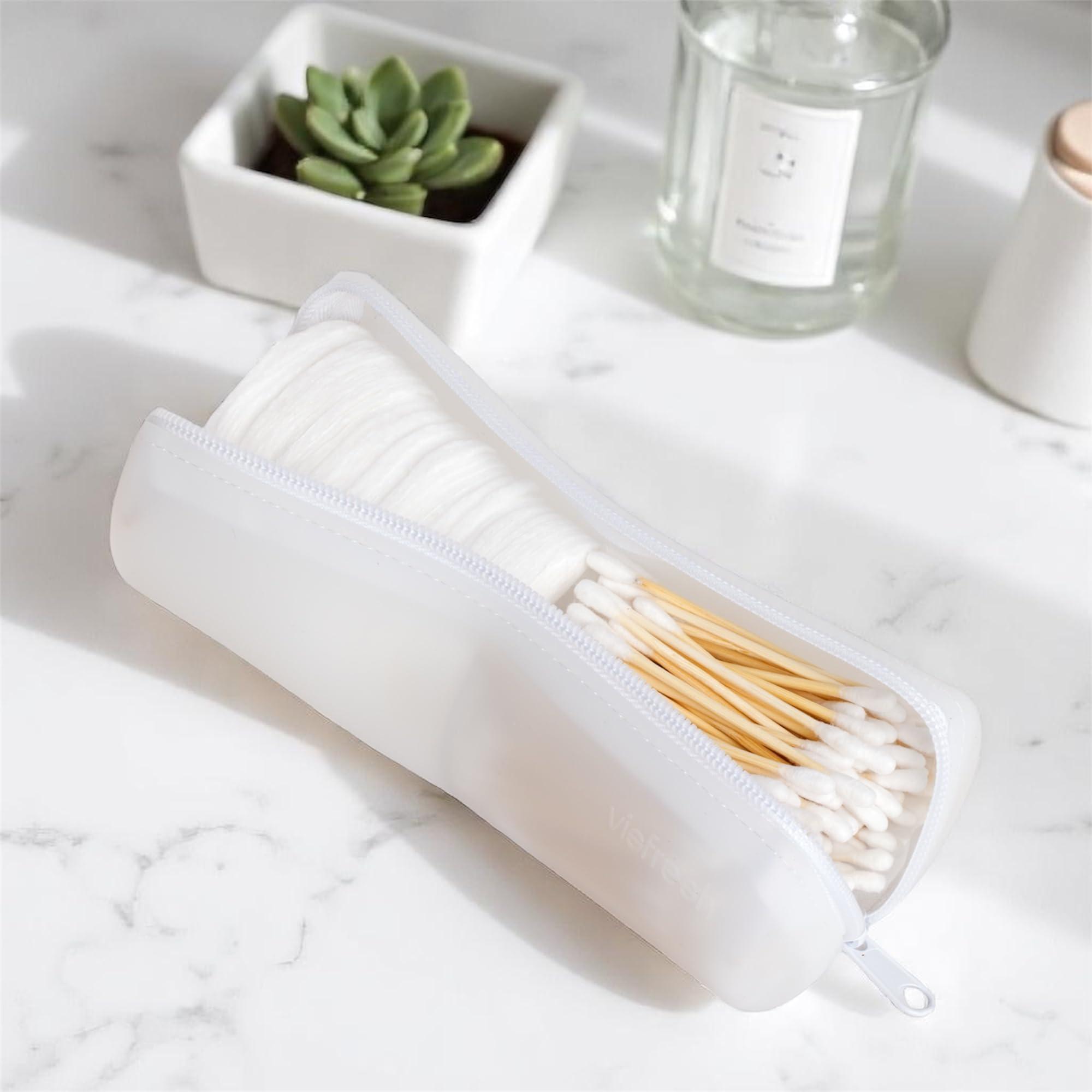 Visfresh Visfresh Cotton Round Swab Travel Case, 2 in 1 Portable Hair Accessories Organizer, Hair Tie Organizer, Hair Tie Holder, Bobby Pin Holder, Travel Qtips Case, Purse Organization, Floss Holder