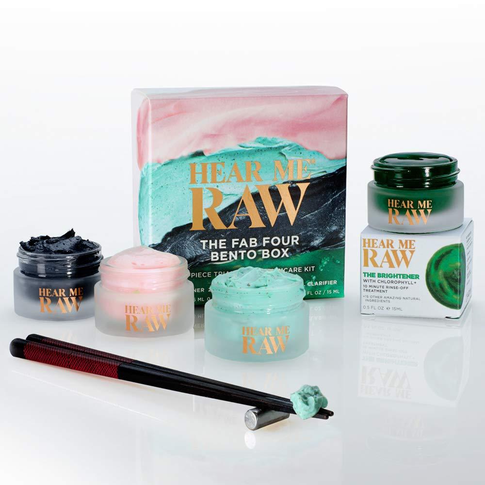 HEAR ME RAW HEAR ME RAW- Four Skincare Treatment Gift Set - Cleanser, Masks, Cream, Trial + Travel Four-Pack Set, Natural, Vegan, Cruelty-Free