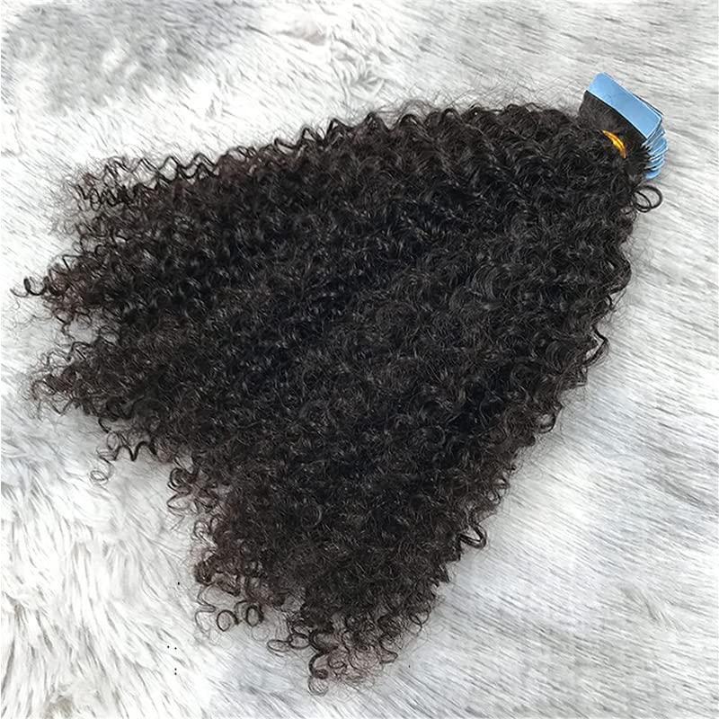 Hesperis Hesperis Afro Kinky Curly Tape In Human Hair Extensions 100g/40pcs Skin Weft Adhesive Invisible Mongolian Hair Extensions 3B 3C For Black Woman Natural Color (20inch, Afro Kinky Curly)